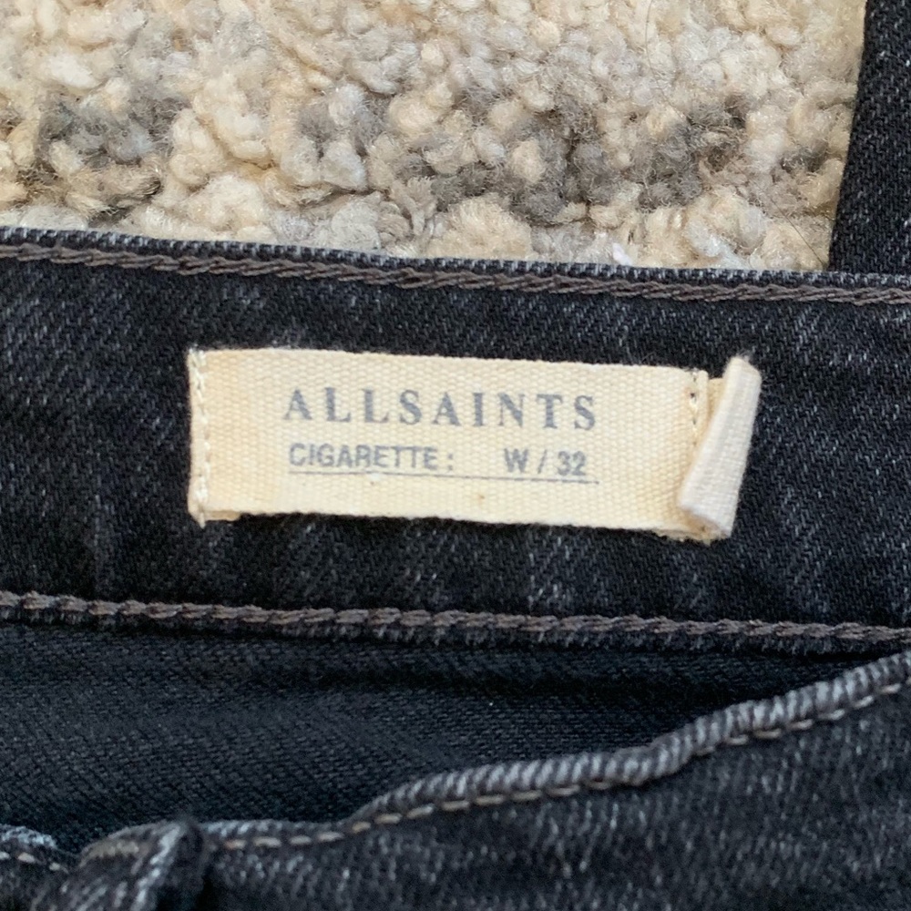 All Saints Black Distressed Cigarette Jeans 32x29 - Picture 4 of 7